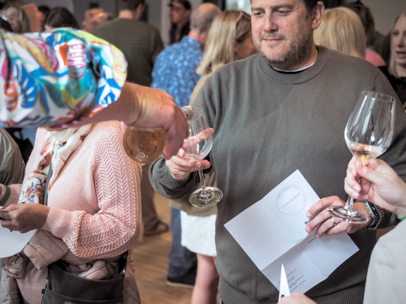 Guests tasting white wine at the Bollington Wine Fair 2026