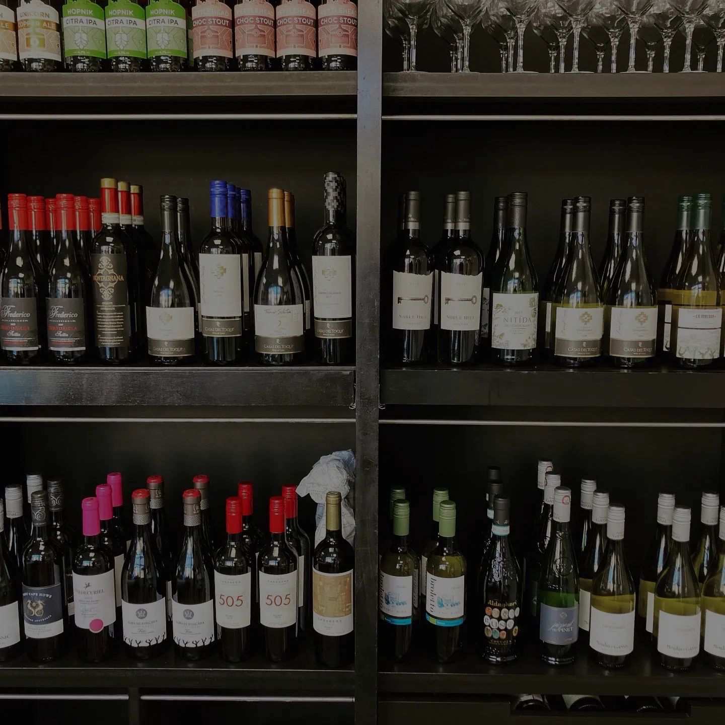 Wine shelves at Knowles Green